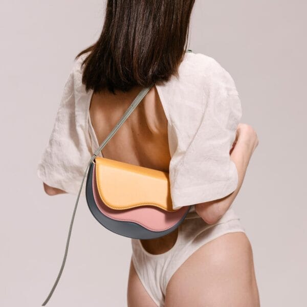 Spliced Contrast PU Leather Saddle Bag – Women’s Shoulder & Crossbody