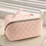 Checkered Pillow Makeup Bag – Women’s Large Capacity Cosmetic Case - Image 6