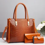 Women Crocodile Pattern Mini Tote & Clutch Wallet - Image 6