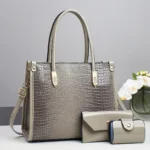 Women Crocodile Pattern Mini Tote & Clutch Wallet - Image 5