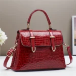 Luxury Crocodile Embossed Patent Leather Women’s Tote - Image 11