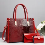 Women Crocodile Pattern Mini Tote & Clutch Wallet - Image 4