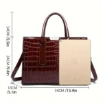 Women’s Elegant Crocodile Pattern Tote Bag - Image 3
