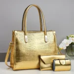 Women Crocodile Pattern Mini Tote & Clutch Wallet - Image 7