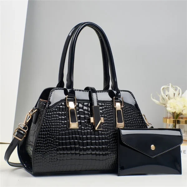 Luxury Brand Crocodile Handbag Women Tote Bag Bright Leather Women Purse Shoulder Bag Female Top-handle Bags Commuting Shopping