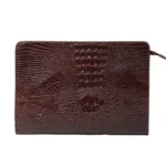 Crocodile Grain PU Leather Envelope Clutch