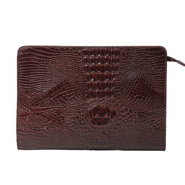 Crocodile Grain PU Leather Envelope Clutch