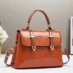 Luxury Crocodile Embossed Patent Leather Women’s Tote - Image 8